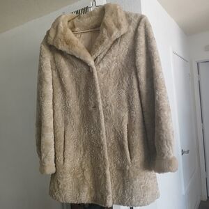 Brown Fur Coat Real Fur Russell Taylor Knee Length Beige Vintage Jacket Tan Coat